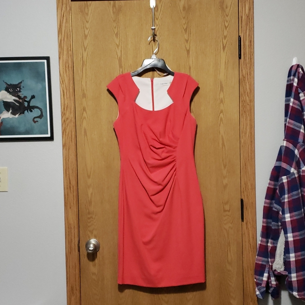 Calvin Klein asymmetrical ruched body dress